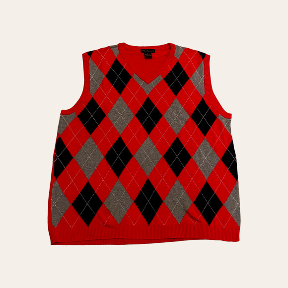 American Vintage Sweaters Alex Stevens Mens Red Argyle Sweater Vest
